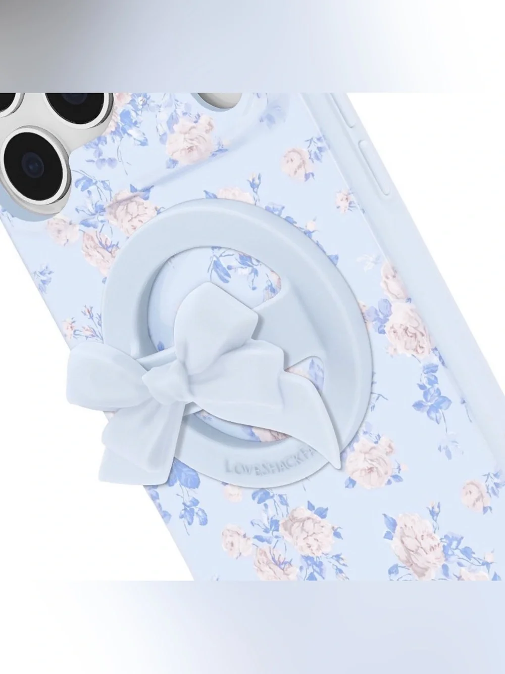 LoveShackFancy × Target Case-Mate Magnetic Silicone Bow Phone Grip Whisper Blue